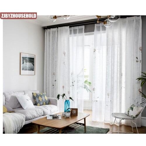 Beautiful Pastoral Style Curtains for Living Room Hand-painted Floral White Curtains Small Fresh Princess Room Curtains