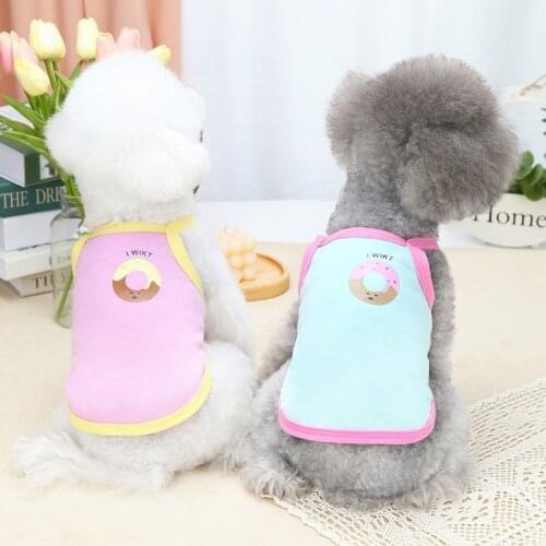 Summer Pet Clothes Cute Dress T-shirts Donut Printed Suit Small Medium Cat Dog Clothes Pet Supplies Dog Skirts