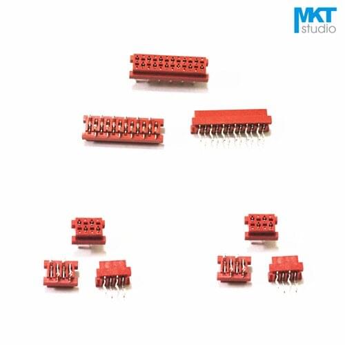 10Pcs Micromatch Through Hole Red 2.54mm Pitch Male IDC Box Header Connector Sample 4P 6P 8P 10P 12P 14P 16P 18P 20P 22P 24P 26P