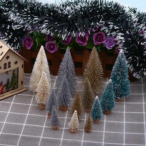 Mini Christmas Tree 3 Colors Snow Frost Small Pine Tree DIY Craft Desktop Decoration Christmas Ornaments Xmas Photo Prop