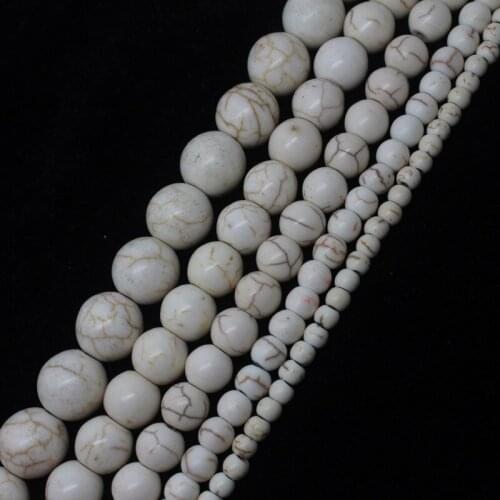 Mini. order is $7! 4-12mm White Turquoises Round Loose Beads 15"