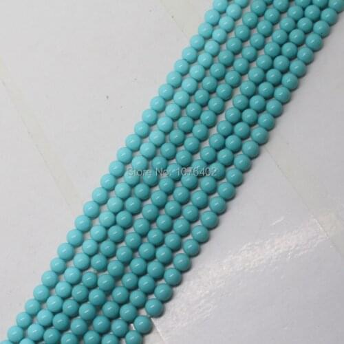 Mini. order is $7! Wholesales 98pcs.4mm Beautiful Blue Manmade German Turquoises Round Loose Beads