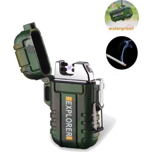 Mini Waterproof USB Plasma Lighter Rechargeable Lighter Camouflage For Outdoor Camping Treval Sports Cigarette Smoking Lighter