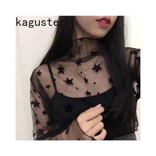 Fashion Black Sexy Women Long Sleeve See Through Mesh Sheer Party Clubwear Night Shirt Tops 2019 shirts t shirt Lace