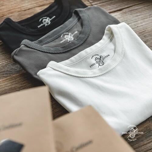 2021 Summer 250g 100% Cotton Fabric T-shirt Men High Quality Solid Color Drop Sleeve Loose Tshirts Oversize Tops New