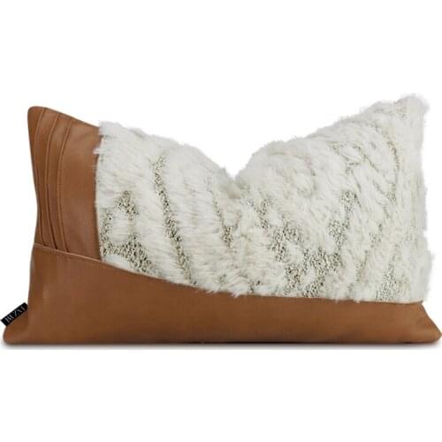 Nordic Fur Cushion Cover Decorative Orange White Pillow For Living Room Flocked Home Decor Cojines Sofa Pillow Case 30x50cm