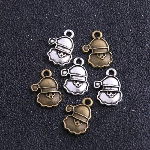 14PCS 14*19mm New Product Two Color Santa Claus Charms Christmas Pendant Jewelry Metal Alloy Jewelry Marking