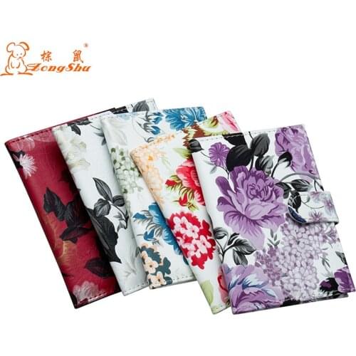 ZongShu Big Flower Peony Passport Cover Women Travel Ticket Passport Case High Quality Passport Holder Cute Girls Cover Passport