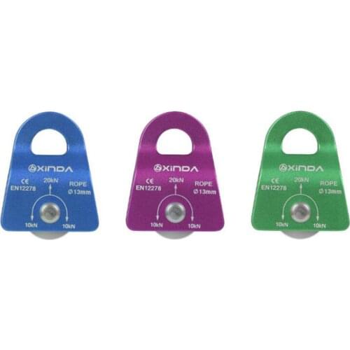 Durable 20KN Ball Bearing Micro Pulley for Outdoor Climbing, Lifting & Hitch Tending, Purple Aluminum 13mm Rope Pulley