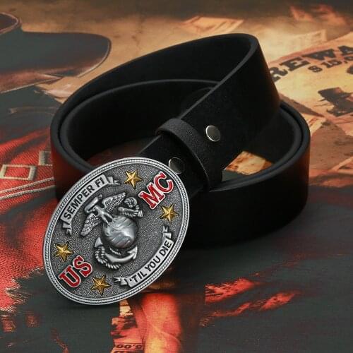 Western cowboy belt buckle new American flag zinc alloy wear-resistant leather belt