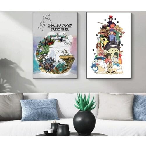 Studio Ghibli Pays Tribute To Poster and Print of Japanese Moving Cartoon Art Canvas Painting Wall Art Picture for Living Room