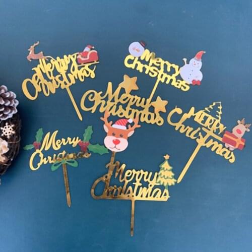 Hot Merry Christmas Acrylic Cake Topper Snowman Letters Acrylic Cupcake Topper For Xmas Party Christmas Cake Decorations