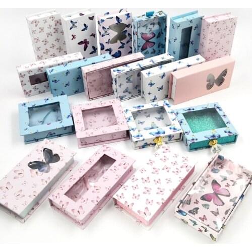 Wholesale paper false eyelash packaging box lash boxes packaging custom logo 25mm mink eyelashes marble case butterfly box