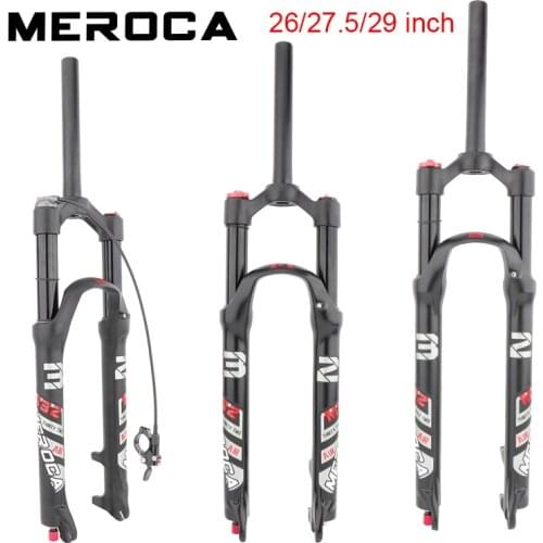 MEROCA Bicycle Fork 26/27.5/29 Inch Disc Brake Quick Release MTB Shock Absorber Oil and Gas Fork Bicycle Front Shock