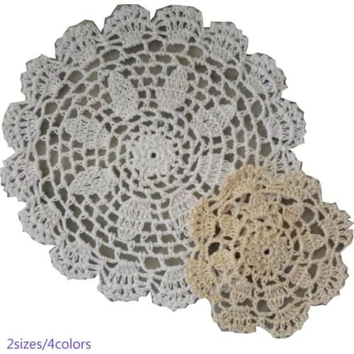 Vintage lace round cotton table place mat crochet coffee placemat pad Christmas glass coaster cup mug tea dining doily kitchen