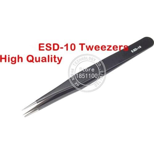 Highly Commend Anti-acid Non-corrosive Stainless Steel Tweezer Fine Tip Straight Forceps ESD-10