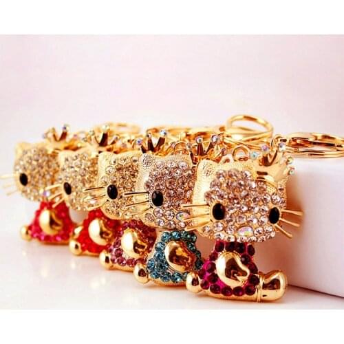 XDPQQ creative cat keychain alloy rhinestone female bag pendant men and women birthday gifts