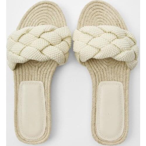 2021 Summer Fashion Ladies slide Sandals Flat Wome Pearl Slippers Shoes Outside women slippers