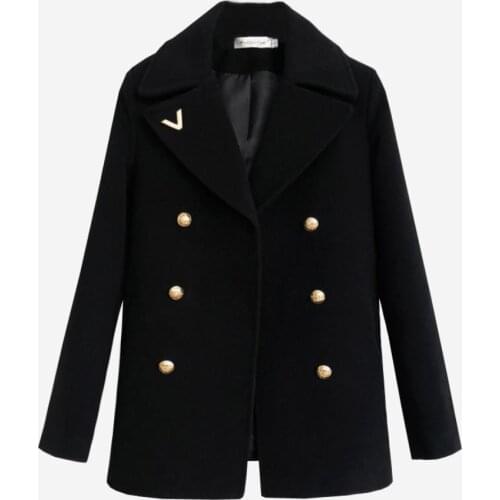 2021 autumn winter fashion double breasted woolen blazer women notched collar loose wool blends coat