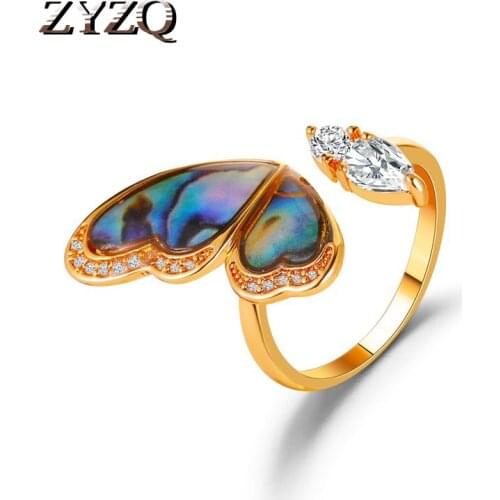 ZYZQ Sweet Butterfly Wing Ring For Women Ins Color Opening Adjustable Butterfly Ring Christmas Gift Jewelry Accessories