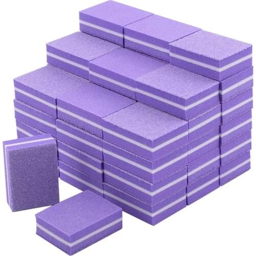 100Pcs Professional Nail Files Sanding Mini Small Purple Buffer Block Buffer Manicure Polish 100/180 Nail Art Sponge Tools