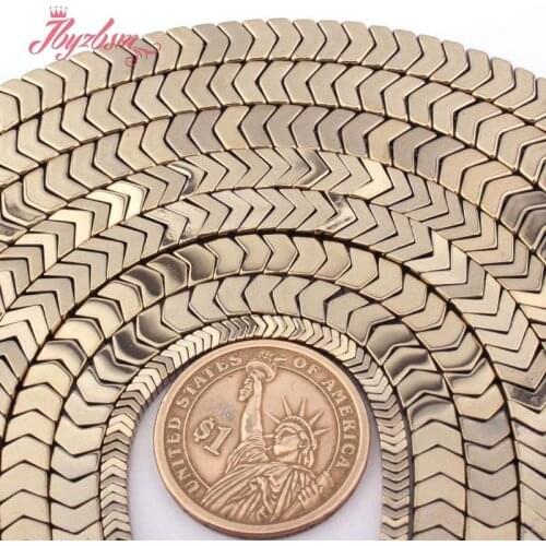 1x3,3x6,3x8mm V Shape Spacer Bead Light Gold Hematite No Magnetic Stone for DIY Accessories Necklace Bracelet Jewelry Making 15"