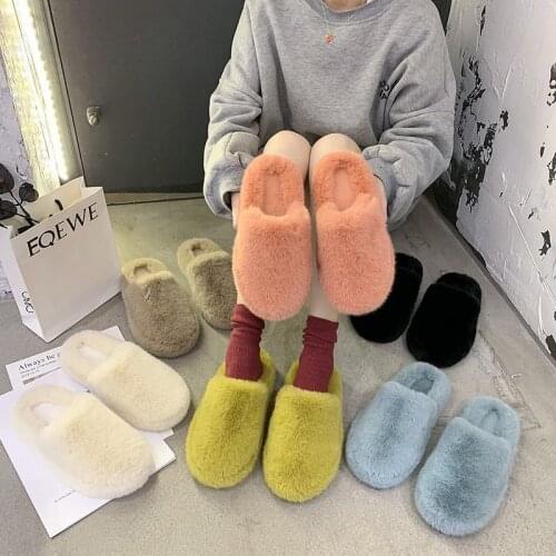 2020 Korean Fashion Slippers Flat Mueller Slippers New Outer Wear Warm Shoes Baotou Lightweight Cotton Shoes