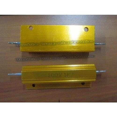 5pcs/lot 100W Watt Power Metal Shell Gold Aluminium Case Resistor RX24 100W 0.1R 0.2R 0.3R 0.4R 0.5R 0.8R 1R 5R 10R 200R 20K Ohm