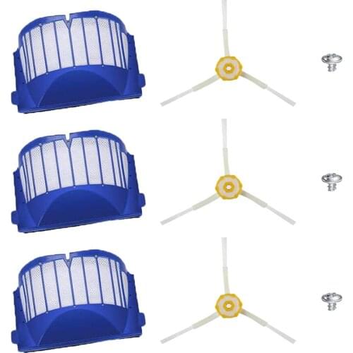 9pcs Aero Vac Filter/Screw/Side Brush Kit For iRobot Roomba 600 610 620 625 630 650 660 680 Vacuum Cleaner Replacement Part