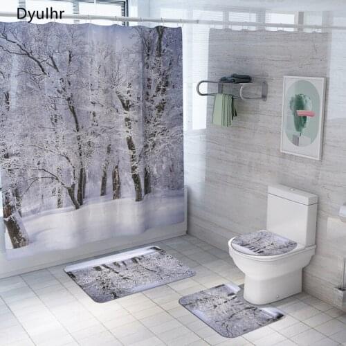 Bathroom accessories Xuelin printed polyester waterproof shower curtain toilet seat cushion floor mat bathroom kit DyuIhr