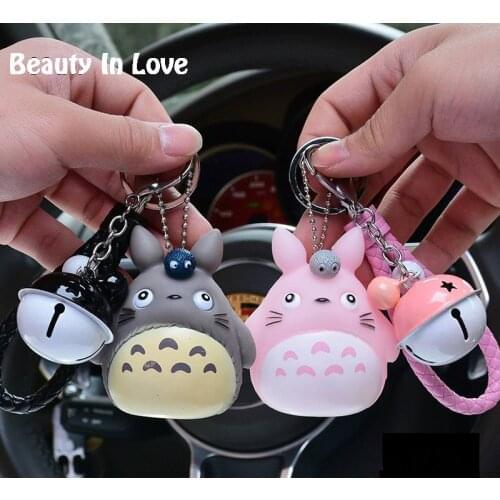 My Neighbor Totoro Animal Chinchilla Moive Fur Pom pom pompom Keychain Women Trinket Metal Key Chains Car Bag Pendent Charm D48