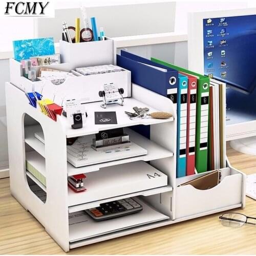 2021 New DIY File Holder Desktop File Organizer for Books Documents Storage Box Document Cabinets Desk Folder Office Suppiles