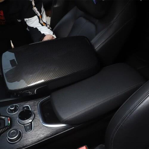 For Alfa Romeo Giulia 2020 Car Styling ABS Carbon Fiber Central Control Armrest Box Protective Cover Decoration Car Accessories