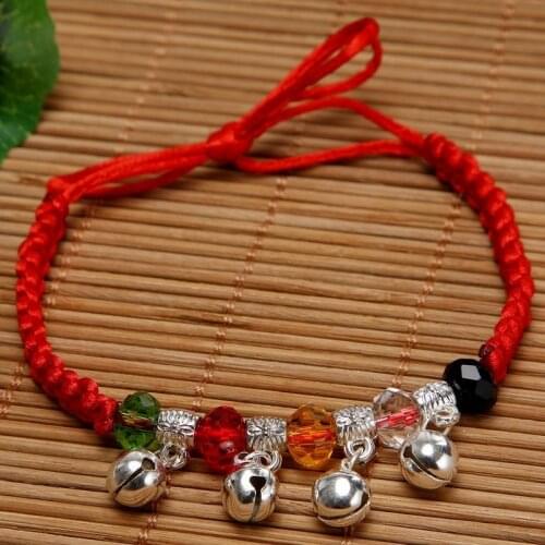 Dragon Boat Festival colorful rope crystal bracelet multi-color optional hand woven bell bracelet