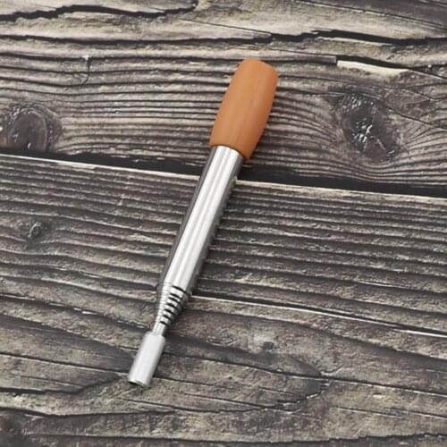 Stainless Steel Silicone Mouth Blow Fire Tube Outdoor Cooking Two-end Fire Pipe Survival Camping Emergency Telescopic Burner