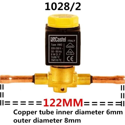 Castel welding Type 1028/2 air conditioning freezer solenoid valve 1028/2A6 Inner diameter of welded pipe is 6mm