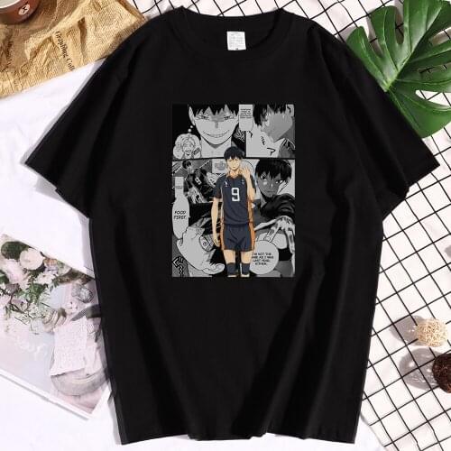 Cotton Haikyuu Kageyama Tobio Print mens Tshirt Casual Print Short Sleeves Summer Tshirt Vintage Summer New Tshirts Men