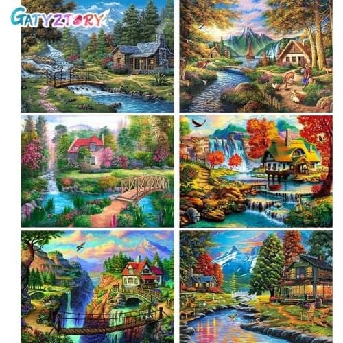 GATYZTORY 60x75cm Paint By Numbers For Adults Rural Picture On Canvas Landscape Coloring By Numbers Home Decor Acrylic paints