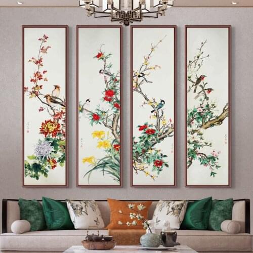 Chinese Style Art Flower Plant Poster Living Room Art Print Canvas Oil Painting Wall Home Decoration Bedroom Mural