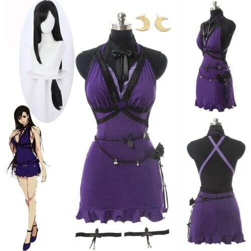 Game Final Fantasy VII Remake Tifa Cosplay Costumes For Women Dress Tifa Lockhart Blue Dress Sexy Party Costume Halloween 2020
