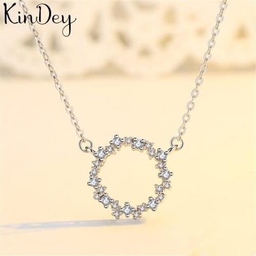 Kindey Bijoux New Arrivals Silver Color Crystal Circle Necklaces For Women Long Necklaces Pendants Collar Girls Gifts