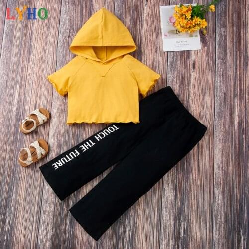 LYHO Toddler Girls Hoodie Tops & Paints Clothes Sets 2021 Summer New Baby Girls Clothing Infant Outfits Kids Costume 2Pcs
