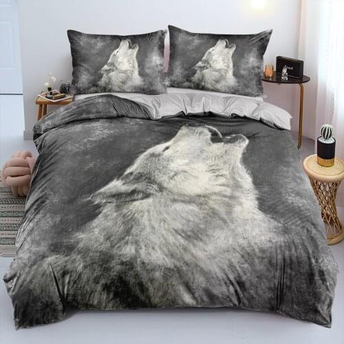 Duvet Cover Sets Wolves Europe Size,USA Size Digital Printing Comforter Covers 3pcs Bed Linen Bedding Set Gray 260x220cm Single