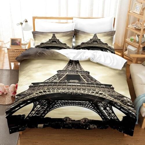 Eiffel Tower Bedding Set Paris Romantic 3d Duvet Cover Set Comforter Bed Linen Twin Queen King Single Size Room Decor Kids Adult