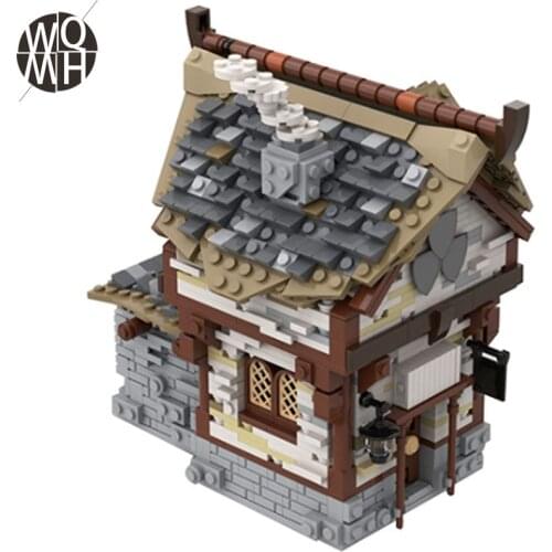MOC Building block model of medieval tavern Bricks Stabl Architecture Creative Ideal Bricks Educational Toys Children Gift
