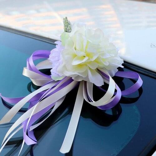 Handle Flower Embellishment Short Streamer Small Fresh Sen Wedding Car Rearview Mirror Decoration Door Artificial Flowers