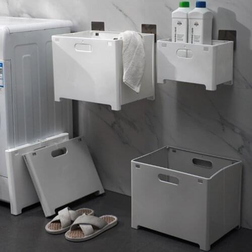 Foldable Laundry Basket Dirty Clothes Basket Bathroom Wall-mounted Plastic Storage Basket Laundry Basket Bathroom Storage