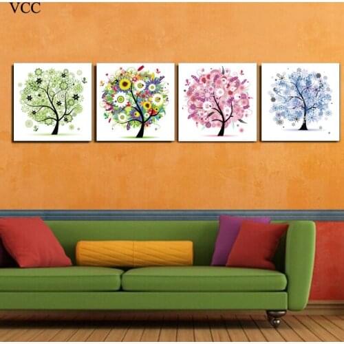 Cartoon Tree Art Picture Paintings On The Wall,Canvas Painting Wall Pictures For Living Room Home Decoration Poster,Home Decor