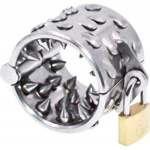 Stainless Steel Chastity Cage Device, Heavy-duty Spiked Cock Cage Penis Ring For Training, BDSM Sex Toy For Men
