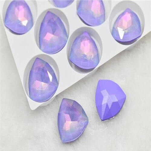 NEW 24mm glitter crafts Crystal beads Aurora Mocha Glass Fat Trilliant shape Pointback rhinestones jewels Accessories